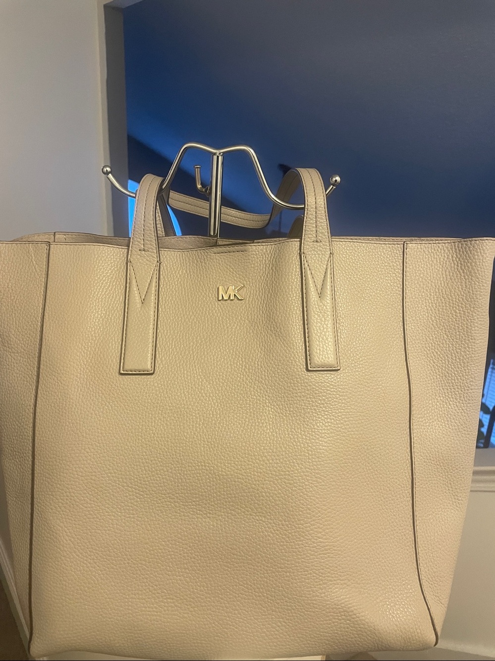 Michael Kors Grey Leather Tote with MK Logo